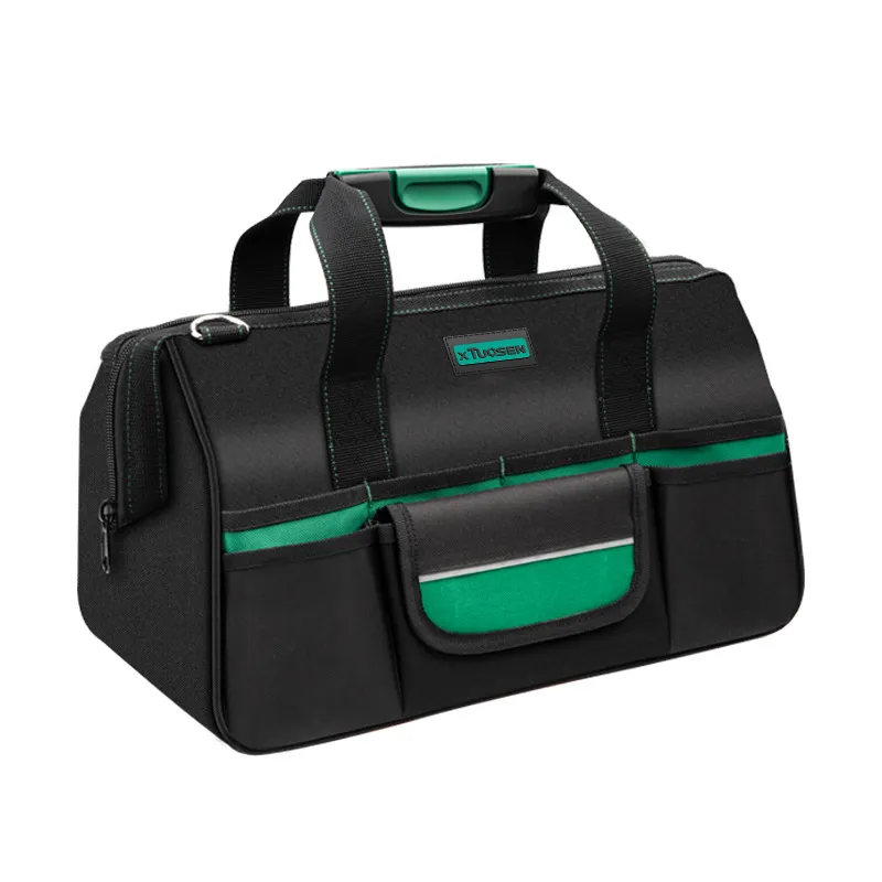 Electrician's canvas tool bag, thickened, with multiple pockets, multi‑functional hardware bag, large size, durable repair and storage organizer.